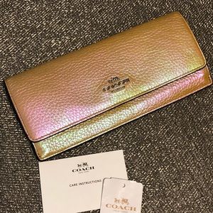 COACH HOLOGRAM Leather Soft Wallet GOLD NWT!